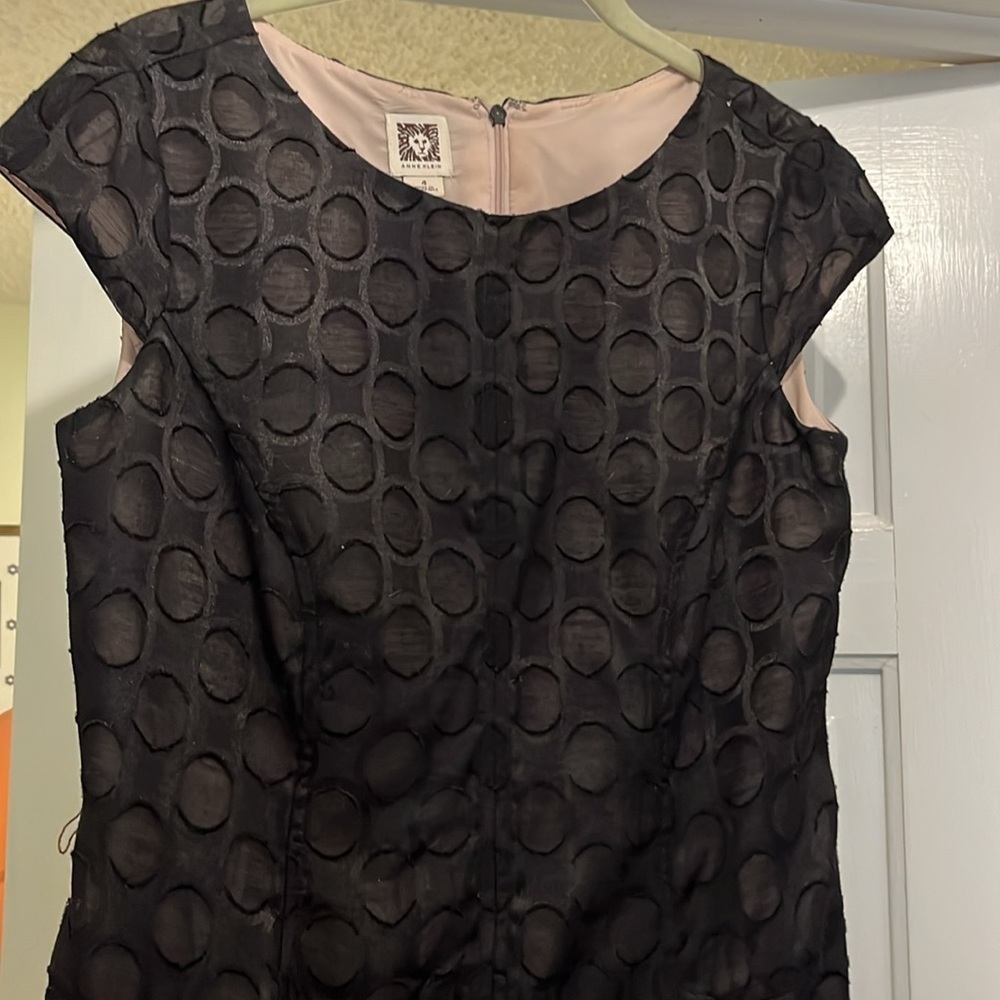 Womens Anne Klein black dot cap sleeve dress size 4 - Picture 2 of 3